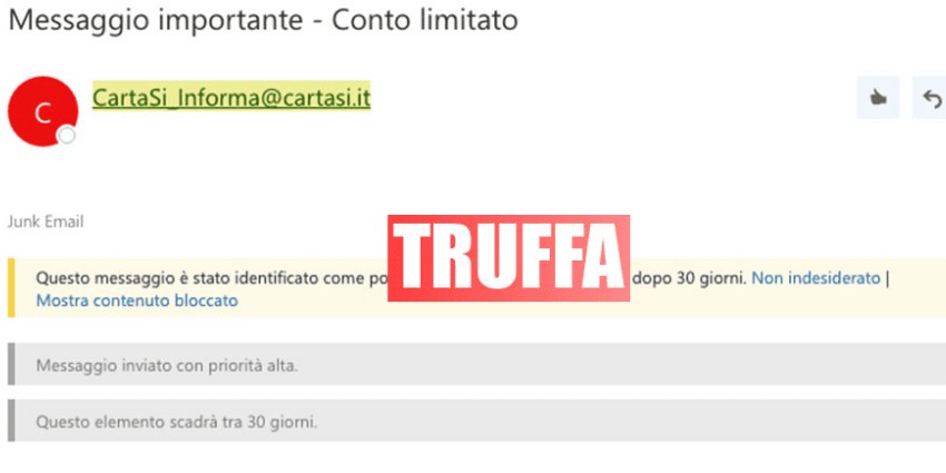 Truffa via email per gli utenti Nexi-CartaSì